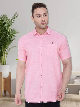KUONS AVENUE - Pink Solid Slim Fit Shirt