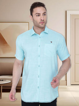 KUONS AVENUE - Green Solid Slim Fit Shirt