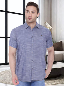 KUONS AVENUE - Blue Solid Slim Fit Shirt