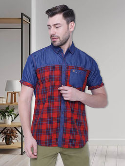 KUONS AVENUE - Maroon Checks Slim Fit Shirt