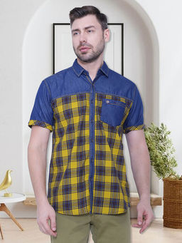 KUONS AVENUE - Yellow Checks Slim Fit Shirt
