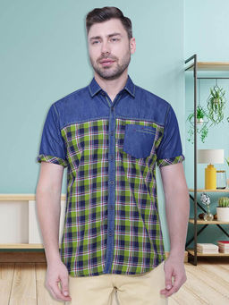 KUONS AVENUE - Green Checks Slim Fit Shirt