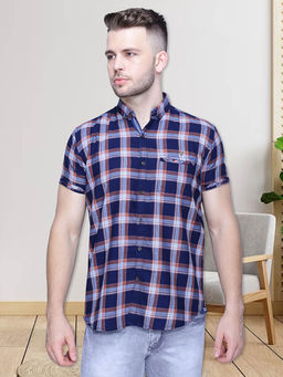 KUONS AVENUE - Indigo Checks Slim Fit Shirt