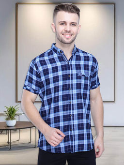KUONS AVENUE - Blue Checks Slim Fit Shirt