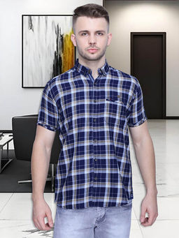 KUONS AVENUE - Khaki Checks Slim Fit Shirt