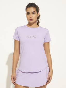 CLOTHWIK - Women Lavender Speedy-Dry Workout T-Shirt