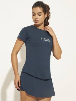 CLOTHWIK - Women Blue Speedy-Dry Workout T-Shirt