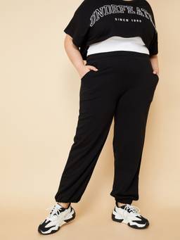 max - Women Athleisure Solid Black Jogger