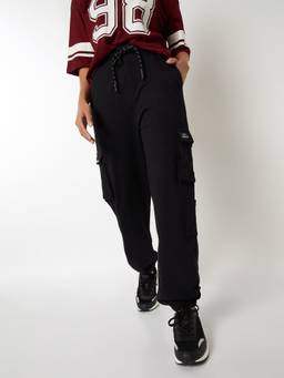 max - Women Solid Black Cargo Jogger