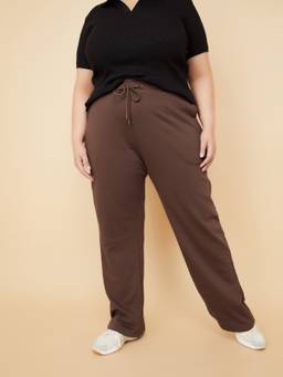 max - Women Solid Athleisure Brown Trackpant