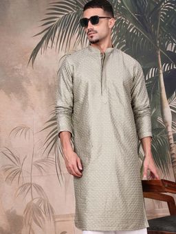 Sanwara - Shimmering Green Sequin Kurta with Pyjama for Men Tradition and Radiance Perfect for Diwali