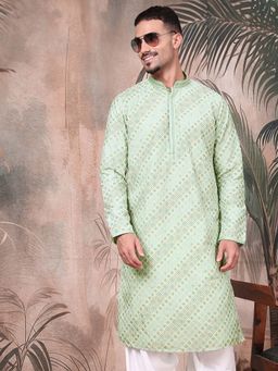 Sanwara - Premium Green Kurta with Pyjama for Men Perfect for Diwali, Navratri Nights