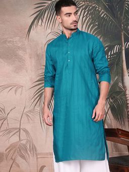 Sanwara - Premium Green Cotton Kurta with Pyjama for Men for Diwali, Navratri Nights Celebrations