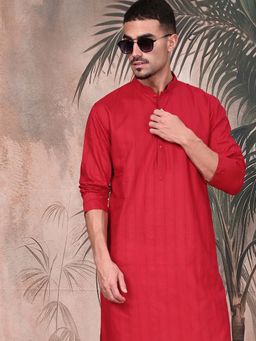 Sanwara - Heritage Men’S Red Kurta with Pyjama Perfect for Diwali Navratri Nights