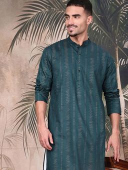 Sanwara - Offers An Elegant Firozi Men’s Kurta with Pyjama Made From Premium Cotton Textured