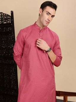 Sanwara - Pink Men’s Kurta with Pyjama Crafted In Silk Blend And Sequins Ideal For Diwali Celebration