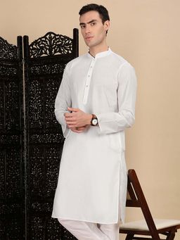 Sanwara - Handcrafted White Cotton Kurta with Pyjama for Men