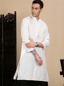 Sanwara - Premium Cotton White Kurta with Pyjama for Mens Cultural Charm and Modern Elegance