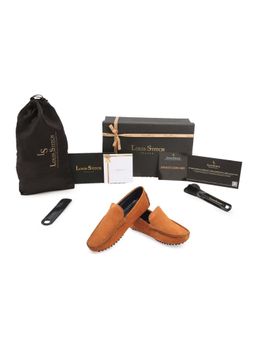 Louis Stitch - Italian Textured Moccasins Tortilla Brown Suede Loafers for Men