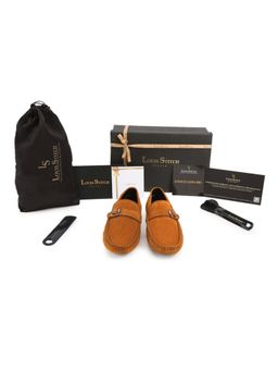 Louis Stitch - Italian Moccasins Tortilla Brown Suede Plain Loafers for Men