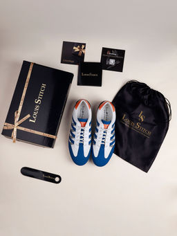 Louis Stitch - Men Blue Striped Suede Light Weight Sneakers