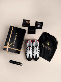 Louis Stitch - Men Black Striped Suede Light Weight Sneakers