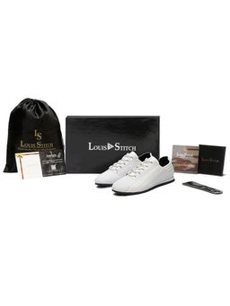 Louis Stitch - Men White Perforations Leather Light Weight Sneakers