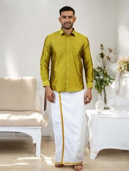 TATTVA - Mens Green Toned Polyester Opaque Slim Shirt