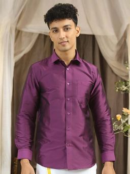 TATTVA - Mens Purple Toned Polyester Opaque Slim Shirt