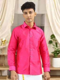 TATTVA - Mens Fuchsia Toned Polyester Opaque Slim Shirt