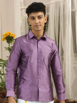 TATTVA - Mens Lavender Toned Polyester Opaque Slim Shirt