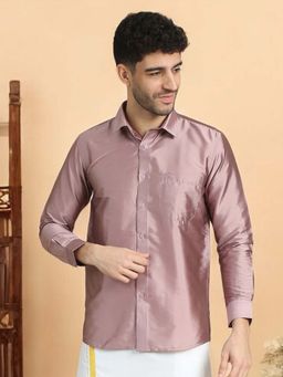 TATTVA - Mens Pink Toned Polyester Opaque Slim Shirt