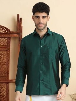 TATTVA - Mens Green Toned Polyester Opaque Slim Shirt