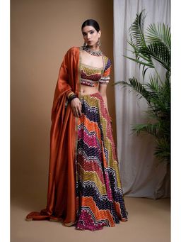 Ahi Clothing - Multicolour Digital Printed Heavy Crepe Lehenga And Blouse With Dupatta