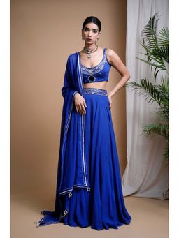 Ahi Clothing - Royal Blue Lehenga And Blouse With Dupatta