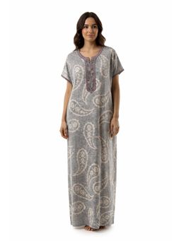evolove - Women Grey Printed Vibrant Bliss Alpine Nightdress