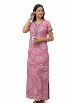evolove - Women Pink Printed Vibrant Bliss Alpine Nightdress