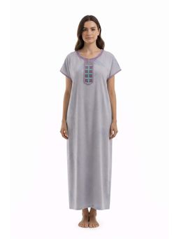 evolove - Women Blue Embroidered Vibrant Bliss Alpine Nightdress