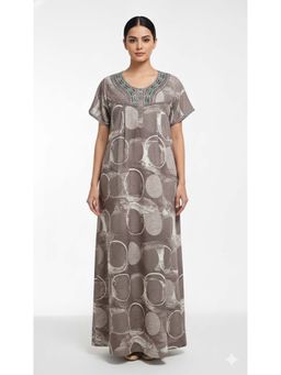 evolove - Women Brown Printed Vibrant Bliss Alpine Nightdress