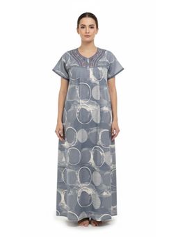 evolove - Women Blue Printed Vibrant Bliss Alpine Nightdress