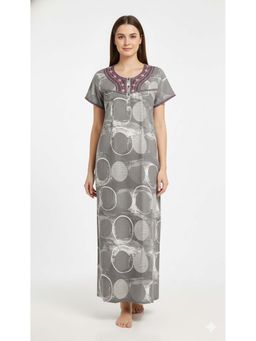 evolove - Women Grey Printed Vibrant Bliss Alpine Nightdress