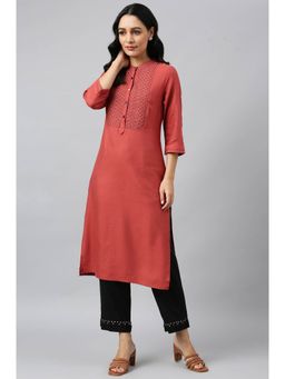 W - Red Solid Kurta
