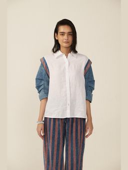 Muvazo - White Modern Striped Shirt