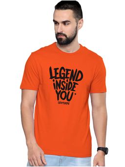 LEOTUDE - Men Orange Typography Printed T-shirt