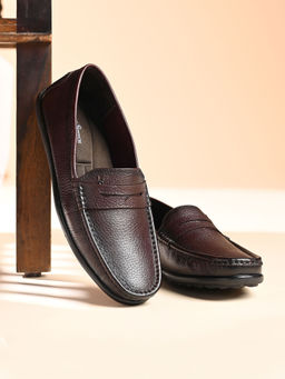 Louis Stitch - Men Brunette Brown Italian Milled Leather Formal Loafers