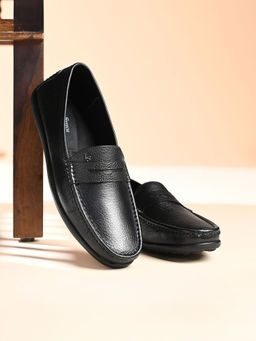 Louis Stitch - Men Jet Black Italian Milled Leather Formal Loafers