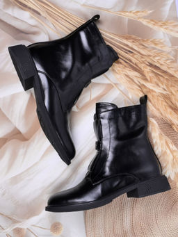 Ronnie Grey - Women Black Solid Casual Boots