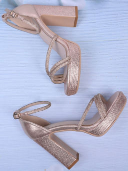 Ronnie Grey - Women Gold Embellished Sandal Heels
