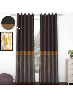 Story@Home - 215 cm (7 ft) Polyester Blackout Door Curtain Single Curtain -Dark Brown