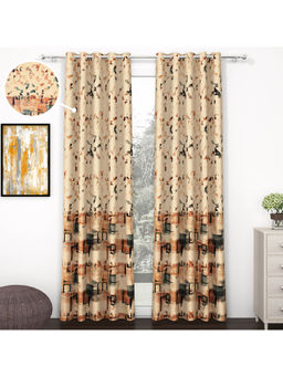 Story@Home - 215 cm (7 ft) Polyester Blackout Door Curtain Single Curtain-Beige
